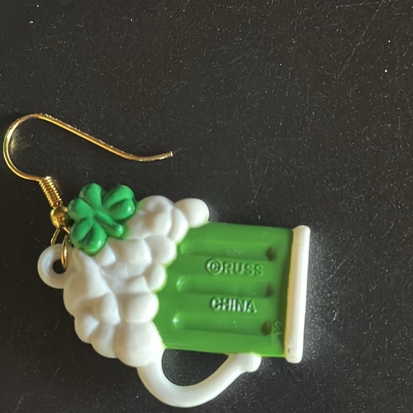 Luck of the Irish Green Beer Mug Shamrock Earrings - RUSS Brand - Pierced - Picture 4 of 4